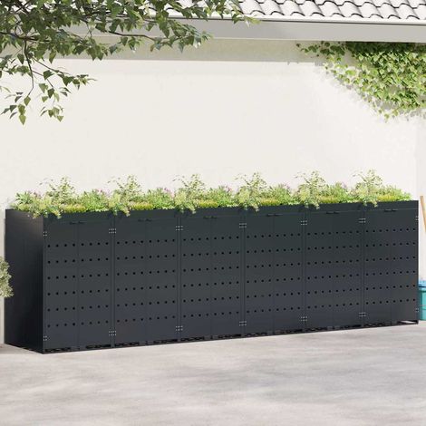 Wagenmüllbehälter für 6 Behälter Schwarz 408 x 77,5 x 121,5 cm