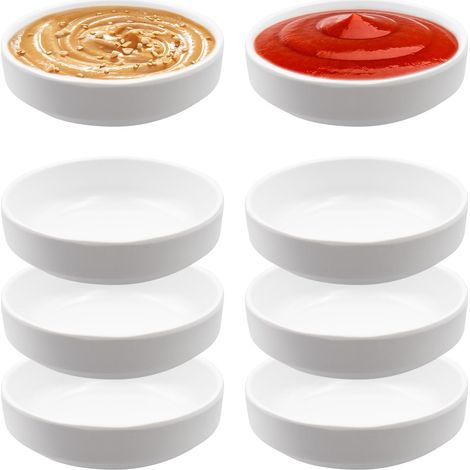 Lot de 8 Petites Coupelles à Tremper 8.7 x 8.7 x 2.5cm Empilables Coupelle Sauce Mini Bols Ronds pour Sauce Soja épices Fruits Collations Snacks Trempage Confiture (Blanc) (1/5)