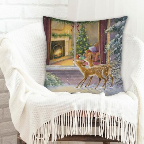 Housse de coussin carréefermeture à glissière pour canapé lit chaise décoratif de ferme la saint-valentin (1/5)