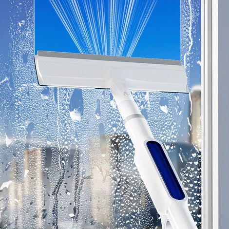 3-in-1-Extrusionswerkzeug zur Fensterreinigung, 1,3 m lang, plus grober Stab + drei lange Fleckenentfernungstücher für Glas, Fensterreiniger mit Sprühfunktion. Kombinierbar für Schiebetüren von Autos