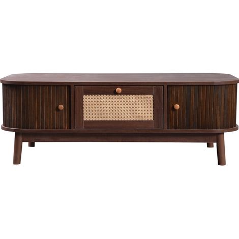 Rechteckiger Couchtisch aus MDF und Rattan 110 x 55 x 38,5 cm, Naturfarbe (1/5)