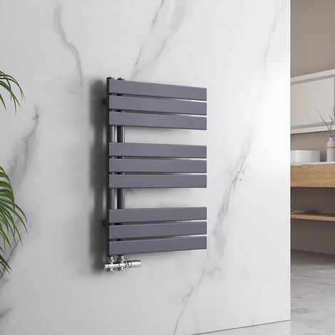 Radiateur de salle de bain - 762 x 500 mm - Raccordement latéral plat - Chauffe-serviettes - Anthracite - 416 W (1/5)