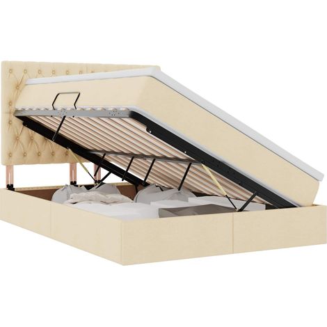 Letto con contenitore e materasso Crema 140 x 200 cm Poliestere vidaXL