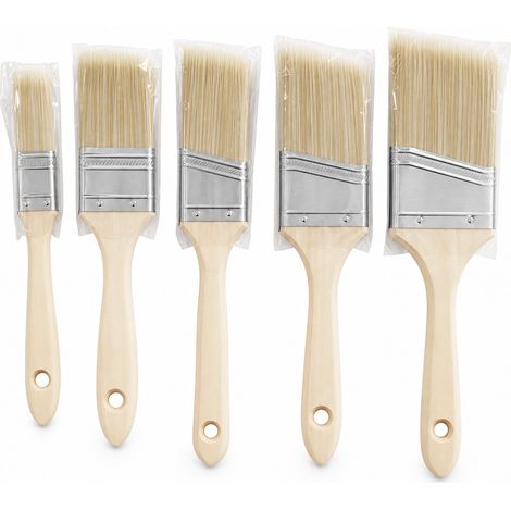 Set of 5 angled brushes for painting and cleaning brown (1/5)