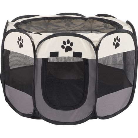 Parc pour animaux de compagnie en tissu Oxford respirant et maille fine, portable et pliable, pour chien, idéal pour l'intérieur, l'extérieur, le camping et les voyages. (1/5)