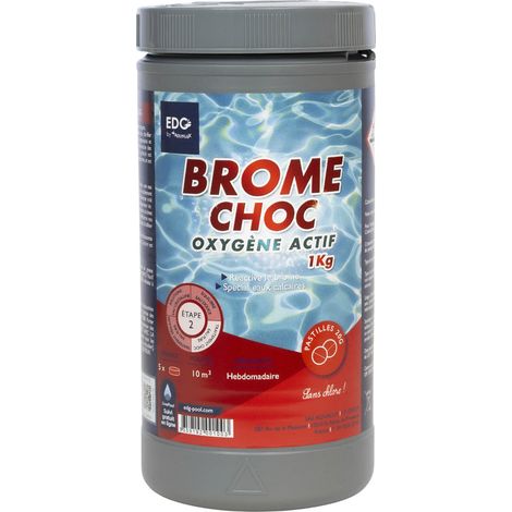 EDG – Réactivateur brome choc oxygène actif pour spa – Pastilles 20 g – Pot 1 kg – Traitement sans chlore pour eau limpide (1/5)