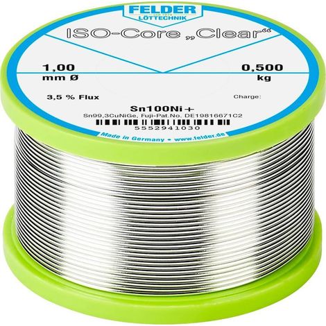 Felder ISO-Core Clear Sn100Ni Alambre de estaño 0,5 kg 1 mm