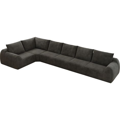 Sofá de Esquina, Sofá Comprimido sin Estructura con Asiento de Espuma de Alta Elasticidad, Tela Chenilla, Gris Oscuro (1/5)
