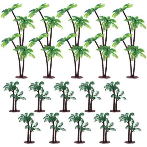 20 Pieces Landscape Model Miniature Palm Trees 14/8.5 cm Palm Trees Model Coconut Tree Mini Plastic Palm Tree for DIY Landscape Sand Table Miniature Gardens Cake Decoration (1/5)