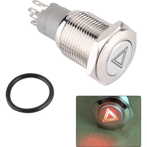 Bouton poussoir LED rouge 16mm pour voiture, interrupteur universel de feux de détresse, marche/arrêt, voyant lumineux, compatible auto, 1 pièce (1/5)
