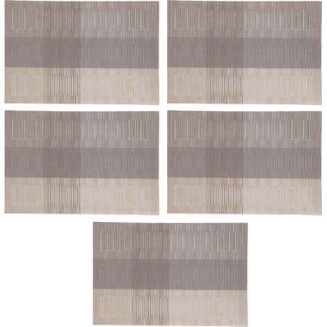 5 tapis de table PVC lavables, dessous d'assiette rectangulaire beige pour cuisine, salle à manger, hôtel, restaurant (1/5)