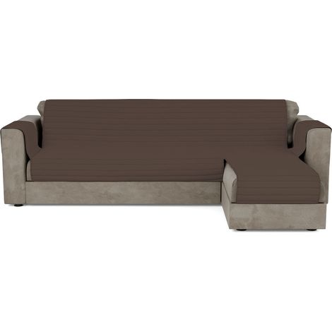 Housse de canapé avec méridienne, Tissu extérieur Microfibre + Rembourrage Polyester, Marron, 240 cm (1/5)