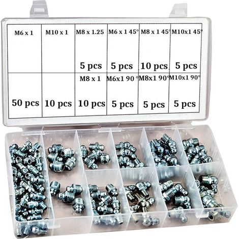 Kit 110 Ingrassatori M6 M8 M10 Idraulici Diritti Angolari Trattore Camion Auto (1/2)