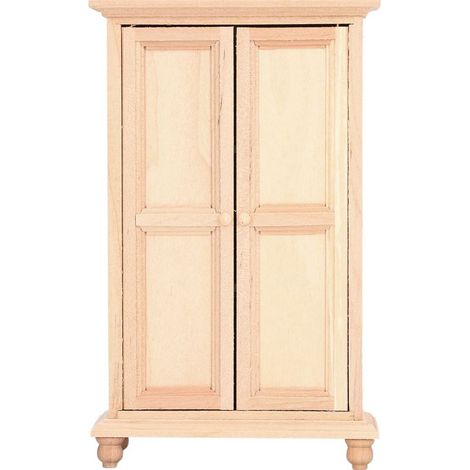 Armoire miniature en bois pour poupée 1:12, meuble de chambre à coucher double porte, accessoire de décoration intérieure maison de poupée (1/5)