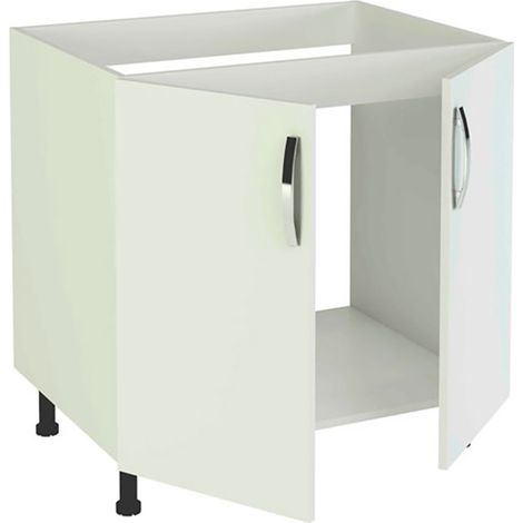 Pegane – Meuble bas de cuisine pour évier 2 portes blanc – Dimensions 85 x 80 x 58 cm – Panneaux mélaminés haute densité – Poids 15 kg