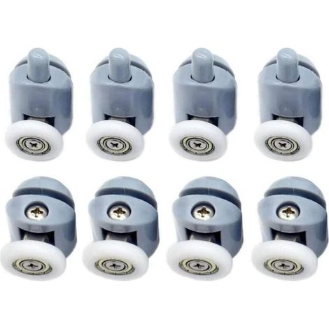 AGE Roulettes pour Porte de Douche 8 pièces Galets de porte de douche Roulette Porte Coulissante Douche Roulettes Cabine de Douche pour Porte Douche Salle de Bain 25 mm (1/5)