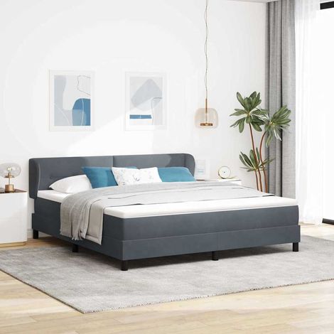 Boxspringbett mit Kopfteil Dunkelgrau 180 x 200 cm Samt (1/5)