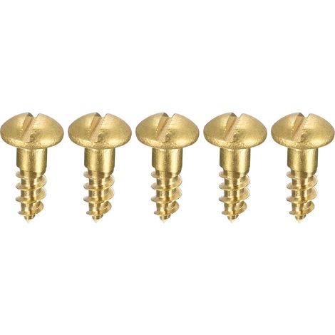 Bois Vis M3.5 x 12mm Fendu Rond Tête Laiton Autotaraudant Vis 50 Pcs (1/5)