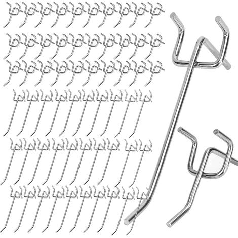 60 Pièces Panneau Perforé Crochets Muraux Métal, Porte Panneau Mural Crochets Muraux, Crochet pour Panneau Mural Assortiment, pour Panneau D'affichage, Étagères de Supermarchés, Quincailleries (1/5)