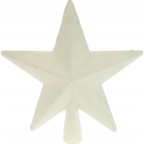 Adorno para la punta del árbol de Navidad, plástico, blanco, con purpurina, 19 cm (1/3)
