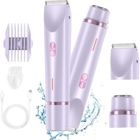 Rasoir électrique 2 en 1 pour femme – Épilateur étanche et tondeuse bikini – Tondeuse pour corps et zones sensibles – Violet (1/5)