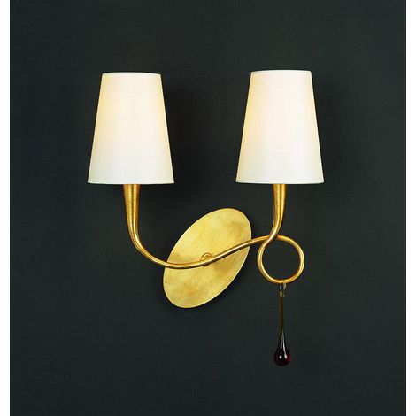 Applique murale decorative interieure 2 lampes e14 metal cristal tissu doreblanc - mantra - paola 6722904 6722904 6722904 (1/2)