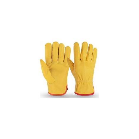 Gants de jardinage en cuir de vachette, cinq doigts, résistants à l’usure, taille M –