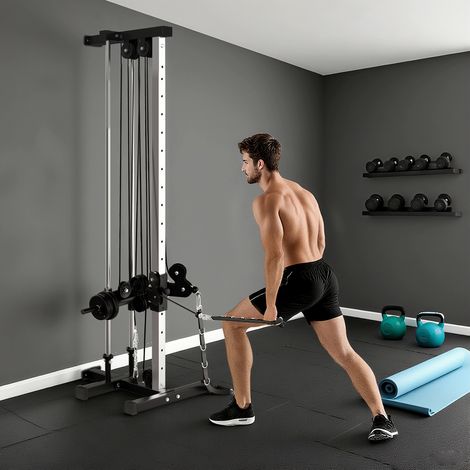 Multi-salle de sport réglable en hauteur 25-165 cm - avec adaptateurs de système de poulies doubles 62 x 60 x 200 cm Noir - Idéal (1/4)
