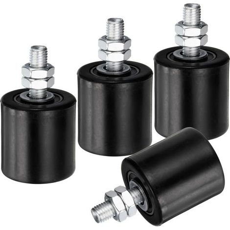 Lot de 4 rouleaux de guidage pour portail coulissant, 5,1 cm en nylon,support de portail,guide universel à roulement à billes scellé (1/5)