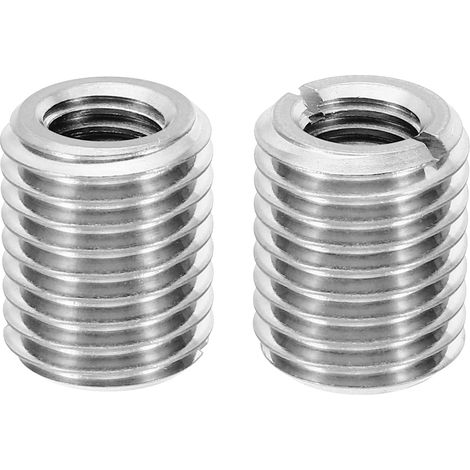 Adaptateur de Filetage, 2 Pcs M16xM10x20mm Mâle à Femelle Manchon Écrou Réducteur Insert Fileté de Réparation, Réducteur de Vis, Fixation en Acier Inoxydable, Ton Argent (1/5)