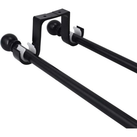 Supports de double tringle à rideaux, support de tringle à rideaux en alliage d'aluminium, tringle à rideaux au plafond, Noir (1/4)
