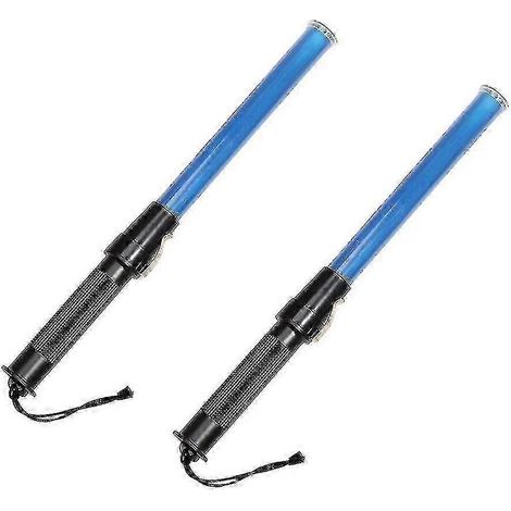 Bâton de signalisation de 43 cm avec feu de signalisation LED - Lot de 2 - bleu (1/5)