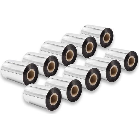 vhbw 10x Thermal Ribbon compatible with Zebra PAX-Serie, 105SL, 105SE Label Printer, 100 mm x 300 m, Wax-Plus, Black