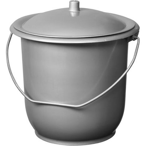 Seau hygiénique enfant avec couvercle – Anse métal – Polyéthylène basse densité – Coloris argent – Volume 10L – Aluminium Et Plastique