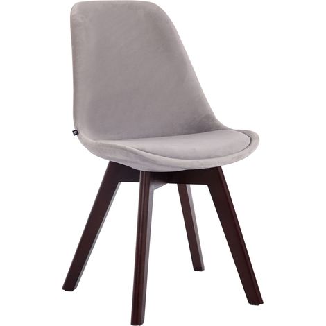 Silla de comedor x1 diseño escandinavo en terciopelo gris y base de 4 patas en madera marrón 100003285 (1/3)