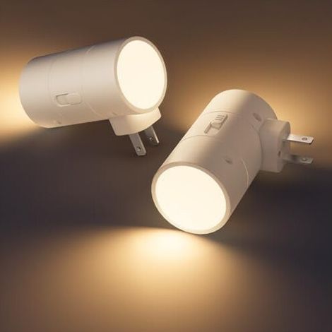 Dimmbares LED-Nachtlicht mit Dämmerungssensor, 0-100 Lumen, 3 Farbtemperaturen, kompakt und tragbar, 2er-Pack – kompatibel mit Standard-Wandsteckdosen.