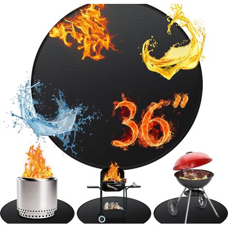 Tapis ignifuge de 91 cm (36 pouces) - Protection robuste et résistante à la chaleur pour foyers extérieurs et barbecues, imperméable et portable, noir (1/5)