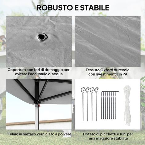 Abri métallique Oxford gris anthracite 3,3x3,3x2,8 m, hauteur réglable, parois latérales et moustiquaires incluses.