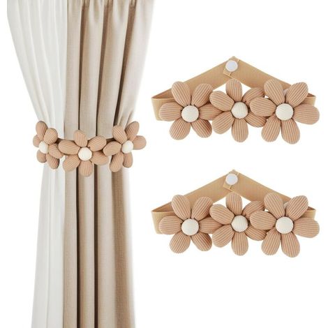 Fermacravatte per tende in 2 pezzi, fermacravatte con chiusura a scatto, fermacravatte in cotone, fermacravatte in corda per tende, per la decorazione di casa e ufficio. (1/4)
