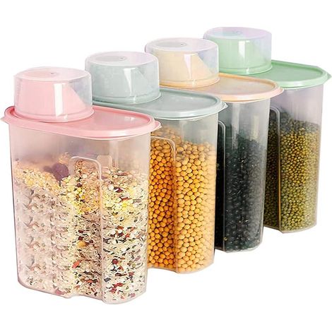 4-Piece Food Storage Box, Measuring Cup, Dry Food Storage Tank for Cereal (1/5)