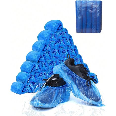 100 couvre-chaussures jetables en peluche, protecteurs de chaussures anti-poussière et anti-taches, confortables et antidérapants, adaptés pour maisons, bureaux et hôtels, protègent vos chaussures et (1/4)