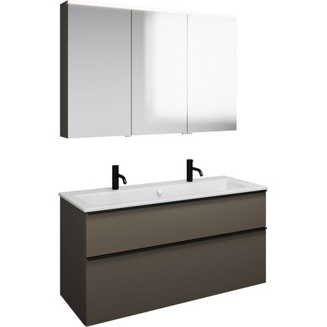 Set burgbad Eqio, composé d'une armoire de toilette à gauche,