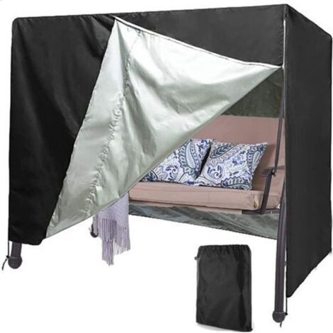 Housse pour balancelle de terrasse, protection des meubles d'extérieur avec design coupe-vent sécurisé avec accès à fermeture éclair pour sièges de jardin (220 x 125 x 170 cm) (1/4)