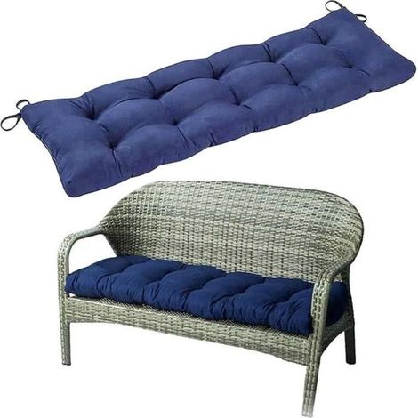 Garden bench cushion, 130 x 50 cm, soft and non-slip for benches or swings, Blue