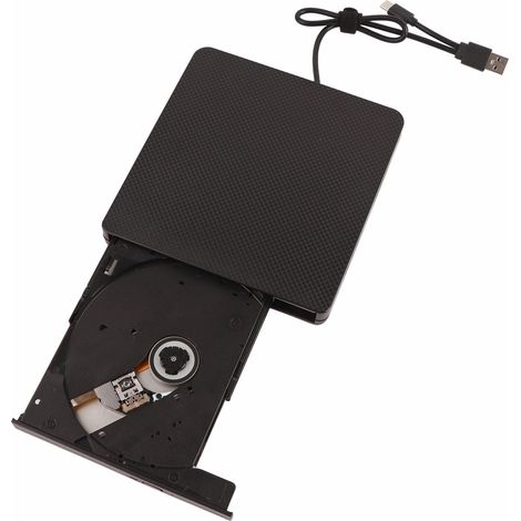 Graveur DVD Externe USB Type C 3.0 Antichoc Faible Bruit Lecteur DVD Portable pour Ordinateur Portable Bureau Noir (1/5)