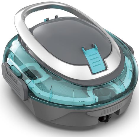 S2 Robot Piscine à Double Filtration, Nettoyeur de Piscine, Aspirateur Piscine sans Fil, Autonomie 90 Min, Puissant 1928GPH, Stationnement Automatique pour Piscines Jusqu'à 80 m², Bleu Gris (1/5)