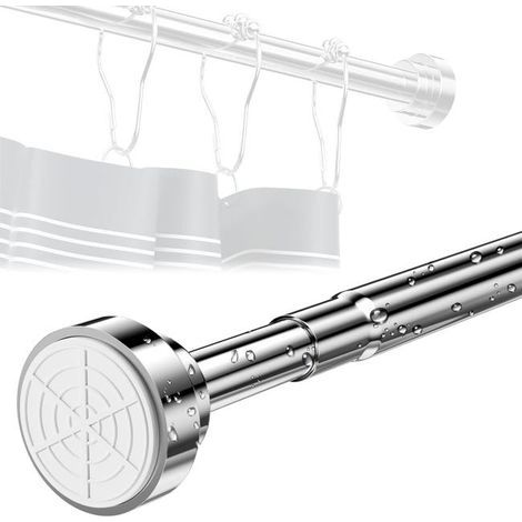 Teleskop-Duschstange (55–85 cm), verstellbare Edelstahlstange, kein Bohren erforderlich, geeignet für Bad, Küche oder Schrank (1/5)