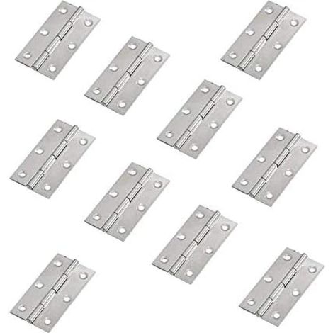 10 charnières de porte en acier inoxydable pour meubles, longueur 55 mm x 34 mm