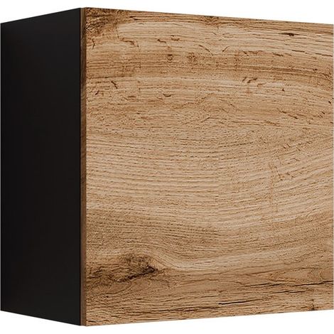 Armario de pared Venenou 127, Negro + Roble wotan, 50x50cm, Número de puertas: 130cm, Estanterías, Aglomerado laminado (1/5)