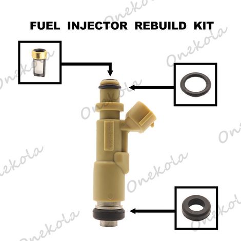Fuel injector overhaul kit, O-ring and filter 23250-75090, compatible with Toyota Prado 3RZFE RZJ12 (1/2)